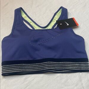 Nike Women's Blue and Black Sports Bra